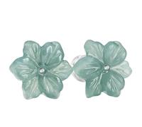 HCGX Orecchini in giada da donna Borchie for orchidee intagliate S925 Argento blu verde giadeite