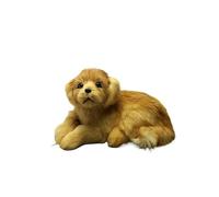 HCGX Peluche realistico a forma di cucciolo da 8,3 pollici, piccola statuetta cane dorato, modello, decorazione for la casa