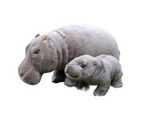 HCGX Set di peluche ippopotamo mamma e figlio da 12,6 pollici, realistico peluche ippopotamo, simpatico animale di peluche della savana