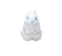 HCGX Statuina realistica di coniglio seduto da 5, pollici, soffice peluche, modello realistico(White)