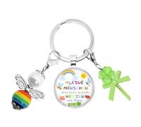 HCHES Portachiavi in gel di perle portafortuna per l'inizio della scuola, per bambini e bambine o addio, educatore per bambini, mamma, argento, 2.5cm