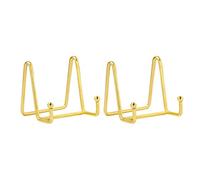 HCHLQLZ 3 * 3 Pollici Ferro Supporto Cavalletto Decorativo per Foto, Piatti, cornici, Libri di Cucina, Piatti Decorativi, Tablet e Arte, Oro 2 Pezzi