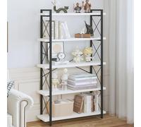 HCHQHS Libreria industriale a 5 livelli, scaffale aperto per libri, autoportante, con struttura in metallo