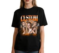 HCLRIU Maglietta Personalizzata per Uomo Donna, Magliette con Foto Testo Personalizzate, Coppie, Compleanni, Anniversari, San Valentino Regali Personalizzati con Magliette in Stile Rap