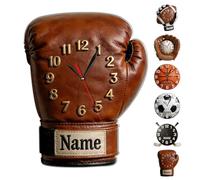 HCLRIU Orologio da Parete Boxe Personalizzato con Nome, Arredamento Boxe Personalizzato per Camera da Letto, Sala Giochi, Ufficio, Regalo per Atleta, Fidanzato, Papà, Allenatore, Compleanno, Laurea
