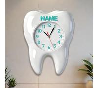 HCLRIU Orologio da Parete Personalizzato a Tema Denti, Decorazione da Parete in Acrilico 2D, Supporta Nomi Personalizzati, Regalo di Compleanno Unico per Dentisti