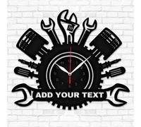 HCLRIU Orologio da Parete Personalizzato per Garage con Testo Personalizzato Adatto per Garage Officine e Cantine Accessorio Decorativo per Meccanici Ingegneri e Falegnami