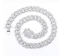 HCMA 13mm Miami Cuban Chain Link Collane Color Argento 2 File Full Iced out Bracciale con Strass per Uomo Catene Hip Hop