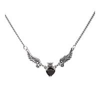 HCMA 925 Argento Ali d'Angelo Cuore Nero zircone Collana Pendente per Le Donne Gioielli Collana in Argento Tailandese Donne