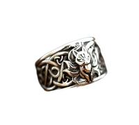 HCMA Anelli da Uomo in Acciaio Inossidabile a Nove Code di Volpe Rock Hip-Hop Retro Punk Anello di barretta Vintage Trendy Celti Vichinghi Volpe Animale Nodo Gioielli Regalo