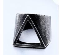 HCMA Anelli da Uomo Vintage in Acciaio al Titanio Triangolo Nero Viking Punk Semplice Unico per Regalo di creatività di Gioielli da Motociclista Fidanzato Maschio