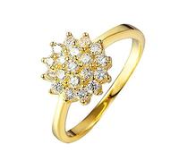 HCMA Anello con zircone Placcato Oro 14 carati da 1,5 carati per Regalo di Gioielli con Anello di Fidanzamento con Pietre preziose di Lusso da Donna