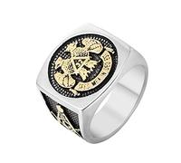 HCMA Anello da Uomo in Acciaio al Titanio con Anello in Acciaio al Titanio da Uomo con personalità retrò massonica dell'anello massonico dei Templari Classici