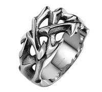 HCMA Anello da Uomo Vintage con Spine in Acciaio Inossidabile con Design Scavato, Anelli da Coppia per Uomo, Donna, Regalo di Gioielli Vichinghi nordici