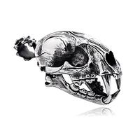 HCMA Ciondolo in Acciaio Inossidabile 316L 3 Pendenti con Teschio di Tigre dai Denti a sciabola Stile Vintage Punk Hip Hop Rock Gioielli Regalo