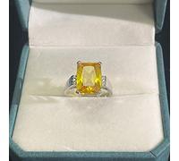 HCMA Classico Anello di Gioielli in Argento per Donne di Fascino con Cinque Colori di Pietre preziose rettangolari per Feste di Matrimonio Regalo all'Ingrosso Taglia 6-10