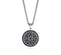 HCMA Collana da Uomo Vintage Talismano Sigillo Salomone Stella a Sei Punte 12 Ciondolo Costellazione Amuleto in Acciaio Inossidabile Gioielli fortunati