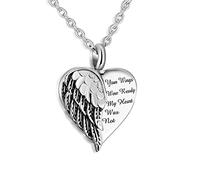 HCMA Gioielli cremazione per Ceneri con Incisione Le tue Ali Erano pronte ma Il Mio Cuore Non Lo Era Collana con urna a Cuore Ciondolo commemorativo