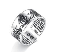 HCMA Gioielli Vintage Amuleto Buddha Lotus Scritture buddiste baltiche Anelli di Apertura per Uomo Donna