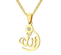 HCMA Islam Musulmano Dio Allah Collana con Ciondolo Catena in Acciaio al Titanio Collana Allah Color Oro Wen Simple Jewelry