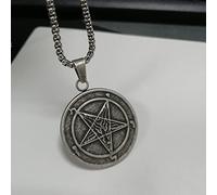 HCMA Vantage Men Collana in Acciaio al Titanio Sigillo Lucifero Satana Ciondolo Sistema satanico Emblema Amuleto Segno di Fascino Medaglione