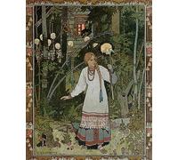 HCOTZHPY Dipinti ad Olio su Tela Poster Parete Quadri Vassilissa nella foresta Illustrazione dal racconto popolare russo di Ivan Yakovlevich Bilibin per la Decorazione Della Parete 60x90cm