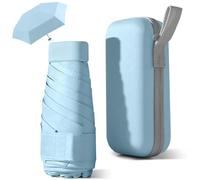 HCQC Ombrello Ultra Leggero Pieghevole - Mini da Viaggio con Protezione UPF 50+ - Impermeabile e Compatto, Ombrello Tascabile per Uomo e Donna (Azzurro cielo)