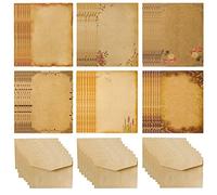 HCRXVV 48 Fogli Pergamena DIN A5 con 24 Buste, Carta da Lettere con Stampa su Entrambi i Lati, Adatta per Certificato, Lettera d'Amore