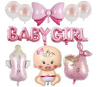 HCRXVV Baby Party Decorazione per bambine Its A Girl Rosa Palloncini Gender Reveal Party Welcome Home Baby Girl Baby Shower Decorazione battesimo Ragazza con Banner Banner Elio Palloncino (Rosa)