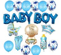 HCRXVV Decorazione per baby shower, baby shower, decorazione per battesimo e ragazzo, con palloncini a elio (blu)