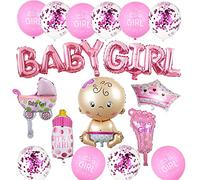 HCRXVV Decorazione per baby shower, decorazione per bambini, battesimo, ragazza, con palloncini a elio, colore rosa