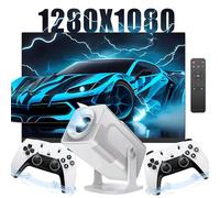 HCS350 Pro Proiettore E Gioco,64G,Retro 4K Smart Game Projector 1280 * 1080P Built-in 30000 Giochi,Videogioco Portatile Con 2 Controller Wireless,5G WiFi Bluetooth,HD,Android 12,Home,Theater,Ufficio