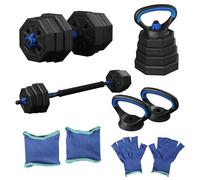 HCT STYLE Manubri Regolabili 4 in 1 20 kg - Set Pesi Convertibili in Bilanciere e Kettlebell per Palestra Casa e Fitness