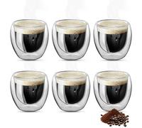 Hcunbsu Set di 6 tazze da caffè espresso, 80 ml, a doppia parete, effetto fluttuante, calici termici, tazze da caffè resistenti al calore, bicchieri da cappuccino
