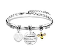 Hcvone Bracciale Lettera Iniziale Regali Maestra Regali Fine Anno di Scuola Regalo Idee Insegnanti Regalo Natale Compleanno Per Maestre (Argento)