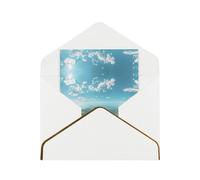 HCVXBSA Biglietti vuoti Ocean Mirror con buste per tutte le occasioni, nota scintillante di alta qualità per compleanno, Natale, matrimonio, 10,2 x 15,2 cm