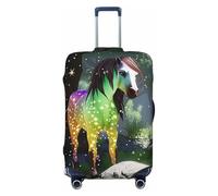 HCVXBSA Copertura elastica lavabile per valigia, motivo: cavallo nelle fiabe, per valigie da 45-81 cm, accessori da viaggio, nero, Large