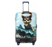 HCVXBSA Copertura elastica lavabile per valigia, una Pomerania che indossa uno splendido vestito, copertura per valigie da 45,7 a 81,7 cm, accessori da viaggio, nero, Medium
