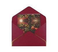 HCVXBSA In the castle, there are apple trees Blank Cards with Envelopes, All Occasion Greeting, Premium Shimmery Note per compleanno, Natale, matrimonio, 10,2 x 15,2 cm, rosso scuro