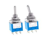 HCVYQMMJ 10 Pezzi Interruttore a levetta MTS-203 ON/off/ON PDT MTS-202 ON//ON 6 Pin 6A 125VAC/3A 250VAC Mini Interruttore a Leva Blu Chiaro(MTS-203 with Rubber)