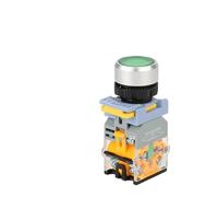 HCVYQMMJ Interruttore a Pulsante LED con Contatto Argentato, Reset/Blocco, con Spia, indicatore Elettrico Verde Rotondo Piatto, connessione a terminale a Vite(1NC-24V,Reset Momentary)