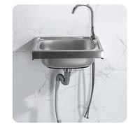 HCZION Lavello A Parete Per Lavaggio, Lavandino Commerciale In Acciaio Inox, Lavandino Da Cucina Lavandino Di Servizio Per Ristorante Garage Cucina (Color : 37X31CM/15x12.5inch, Size : Hot+Cold)