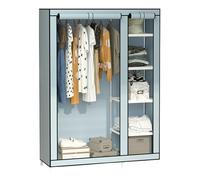 HCZKIUJY Armadio, armadio in tela per camera da letto, scaffali portatili con asta appendiabiti e rivestimento in tessuto, armadio pieghevole per soggiorno, rosso