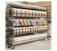HCZKIUJY Espositore per Snack da Pavimento, Carrello impilabile con cestello in Filo Metallico e Ruote, scaffalatura per supermercati ad Alta Resistenza, Organizer per Negozi al d(Black-60x45x140cm)