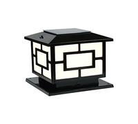 HCZKIUJY Lampione Solare a LED Quadrato per Esterni, con Testa a Colonna Impermeabile e Telecomando, Ideale per recinzioni, Cortili, Giardini e Altri spazi Esterni (Black-30cm)