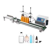 HCZKIUJY Riempitrice per liquidi a 4 Teste, 4x3,2 l/min, Piccola riempitrice Automatica con Nastro trasportatore, riempitrice per Bottiglie, per succhi di Frutta, Vino e profumi.