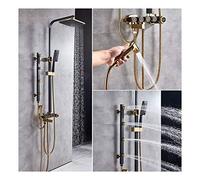 HCZKIUJY Rubinetto Doccia di Lusso Cromato Nero, Miscelatore in Ottone con doccetta per Bidet, getti Laterali per idromassaggio, Doccia, beccuccio Girevole per Vasca, Doccia da Bagno, Nero