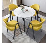 HCZKIUJY Set di tavolo rotondo e sedie per ufficio, sala conferenze, tavolo rotondo e sedia da salotto, 1 tavolo e 4 sedie, per appartamenti familiari