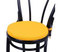 HD BRICO set 4 Cuscini Rontondi per Sedia Cucina Coprisedia Imbottiti Laccetti Tinta unita Spessore 4 cm x 38 cm (giallo) MADE IN ITALIA