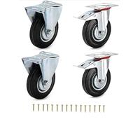 HD BRICO Set da 4 Ruote 75 mm - 2 Fisse + 2 Girevoli con Freno - Carico 200 kg - Uso Interno ed Esterno - Rotelle Piroettanti